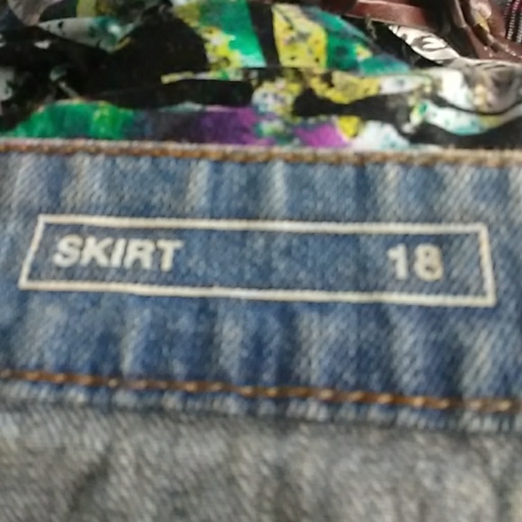 UPCYCLED Denim/Chiffon SKIRT - Picture 5 of 6